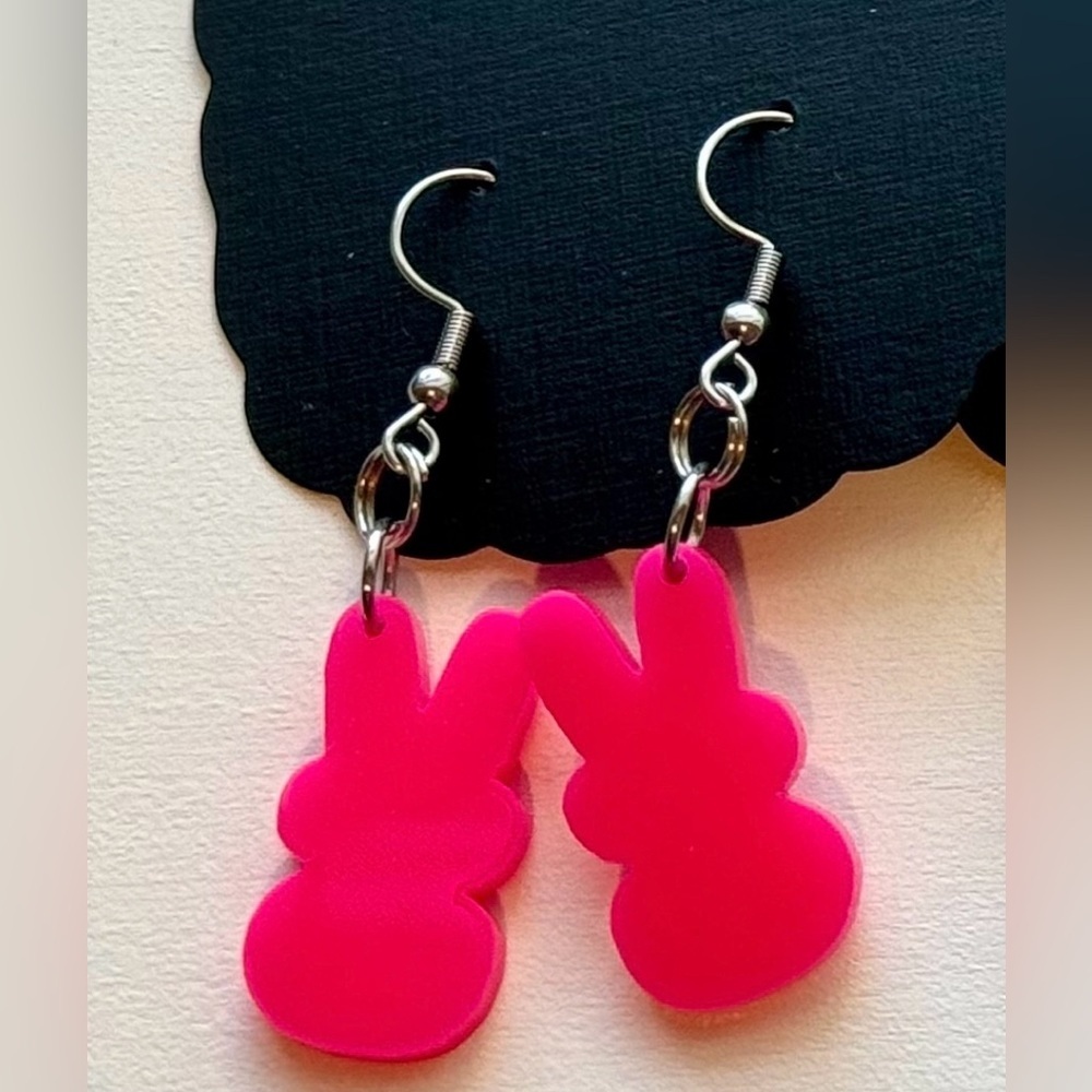 Hot pink bunny earrings | Hook style | Easter